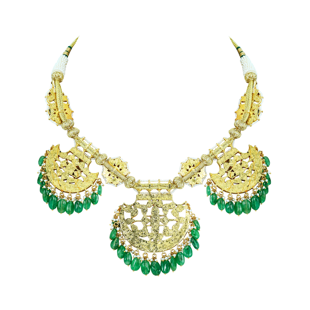 Pankhi Necklace with Polkis, Emerald Maniyas, and Ruby Talafs